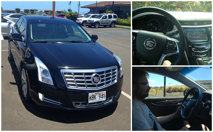 Hiring a Car in the US, Lee Driving Our Cadillac in Kauai