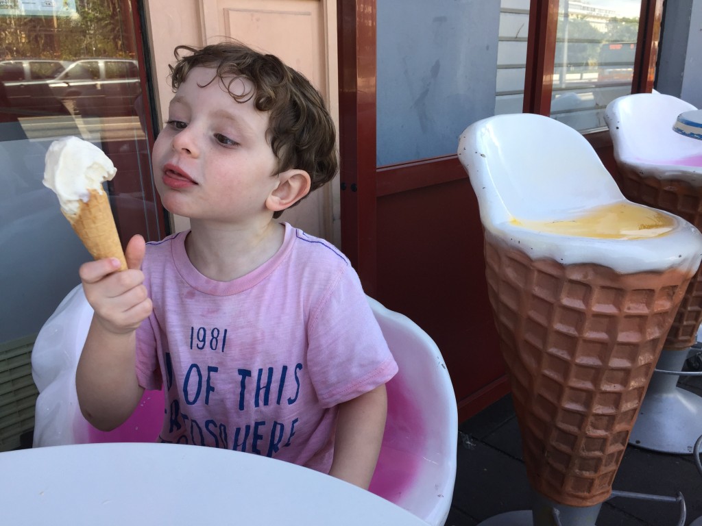 Reuben Eating an Ice Cream in Nice, France