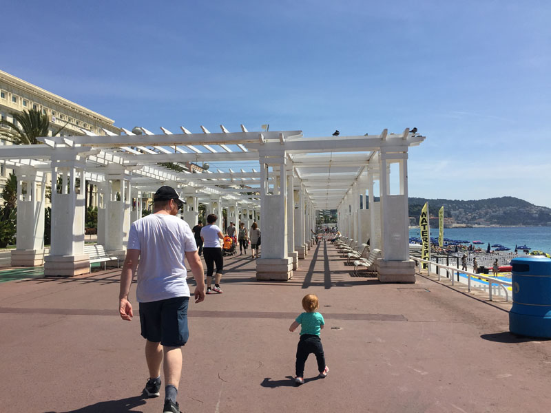 Hazel & Lee Walking on the Promenade Anglais in Nice, France