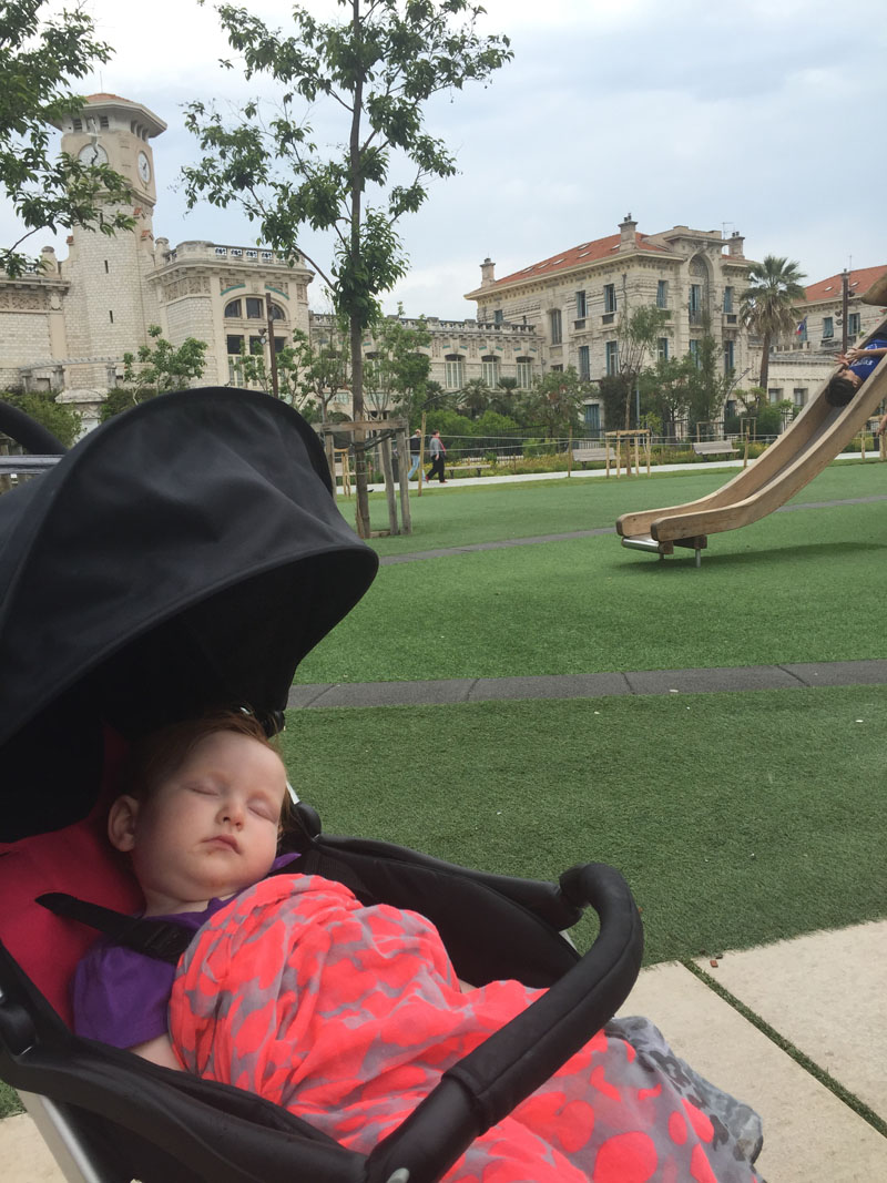 Hazel-Sleeping-in-Stroller-in-Nice