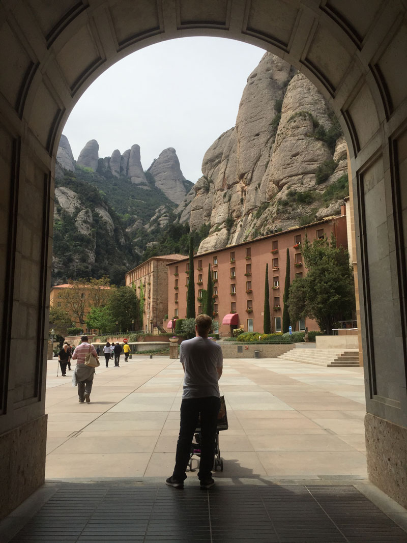 Lee Pushing the Stroller Around Montserrat in Spain