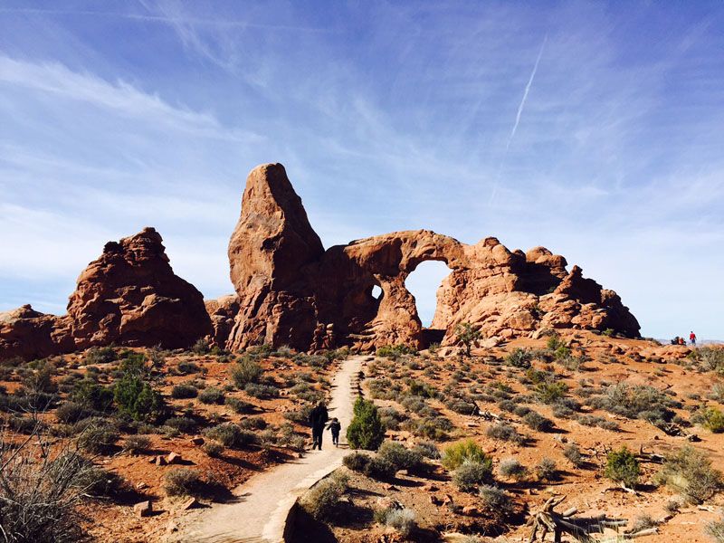 Reuben and Lee, Walking in Arches National Park