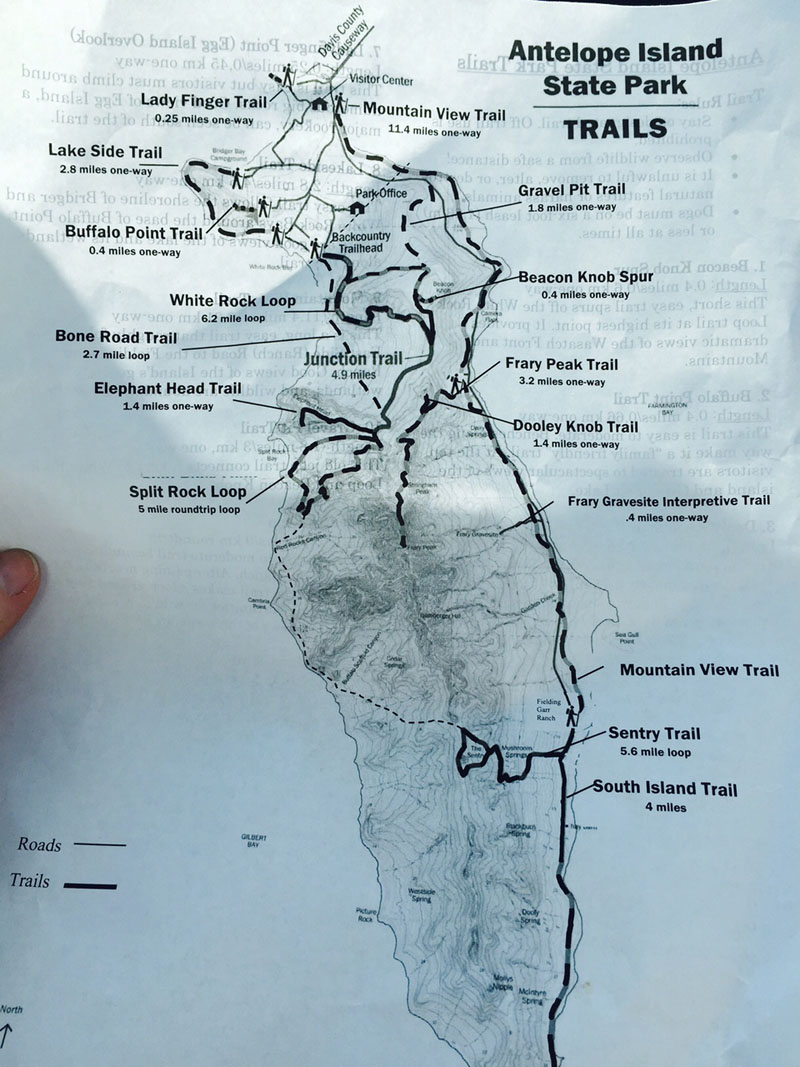 Trail Map, Antelope Island State Park Utah