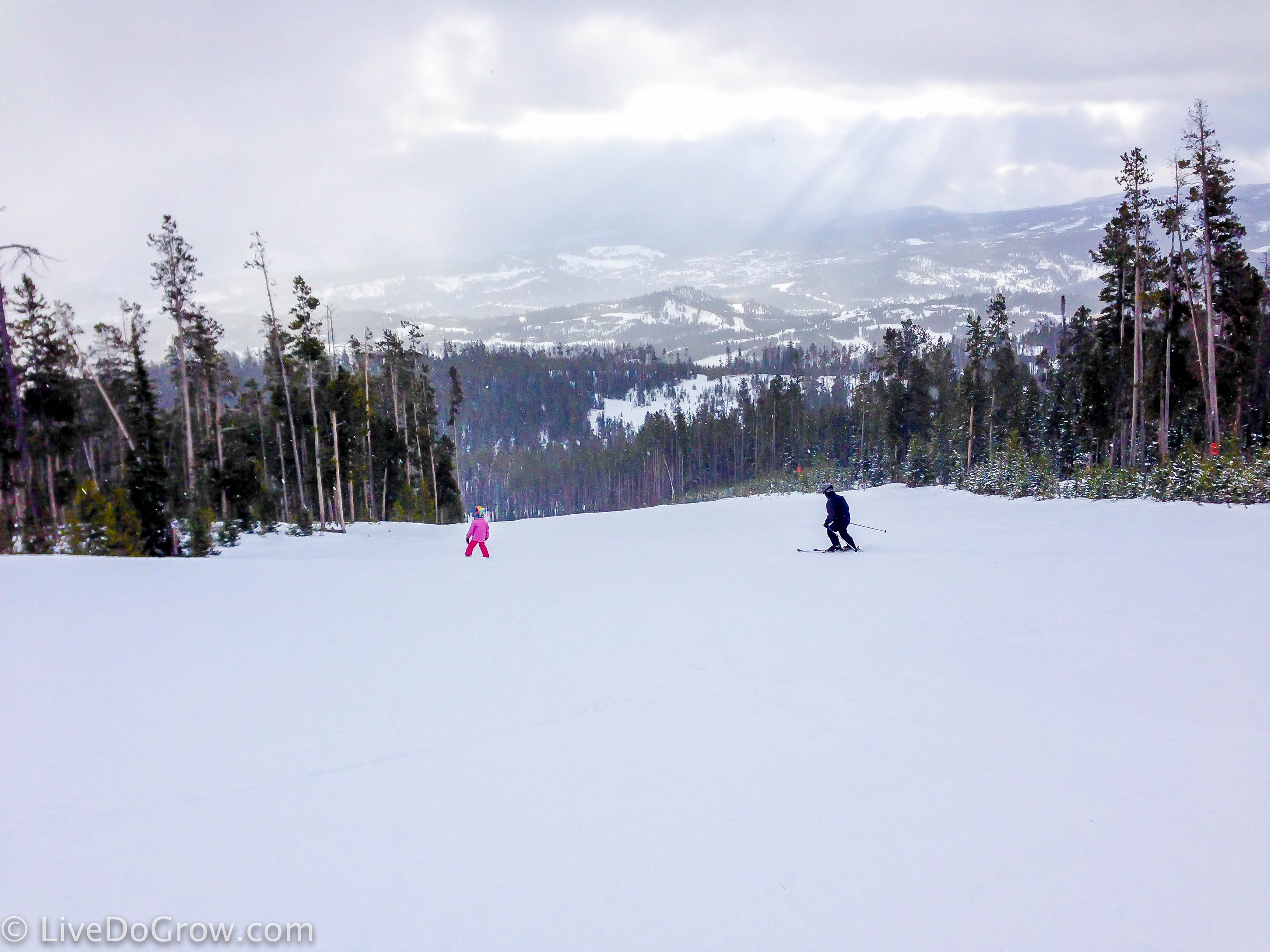 family skiing at big sky resort