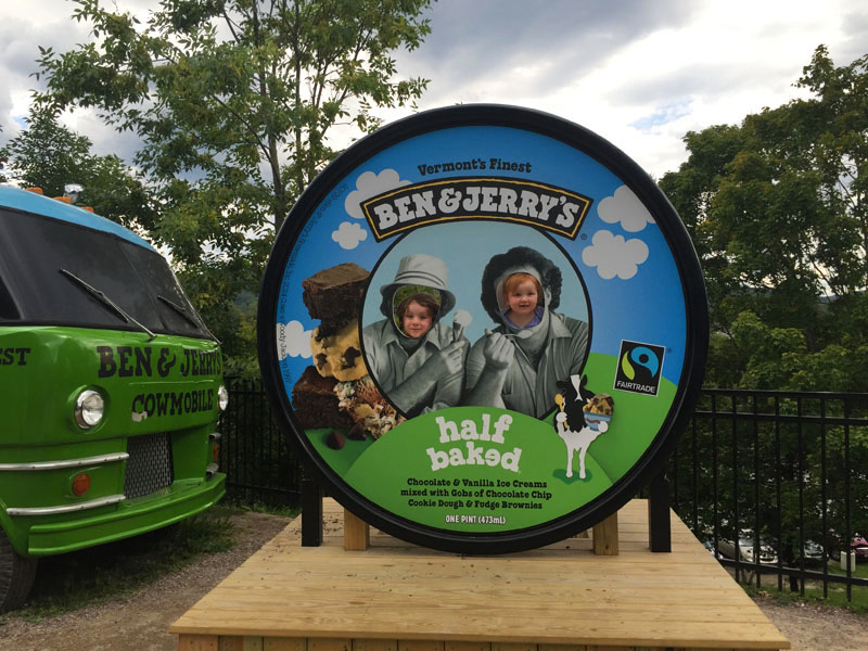 Reuben & Hazel at Ben & Jerry's, Vermont, East Coast Road Trip