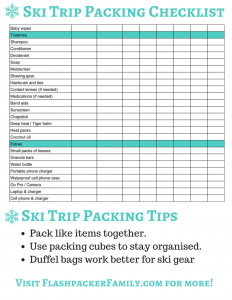 the complete ski trip packing list printable download