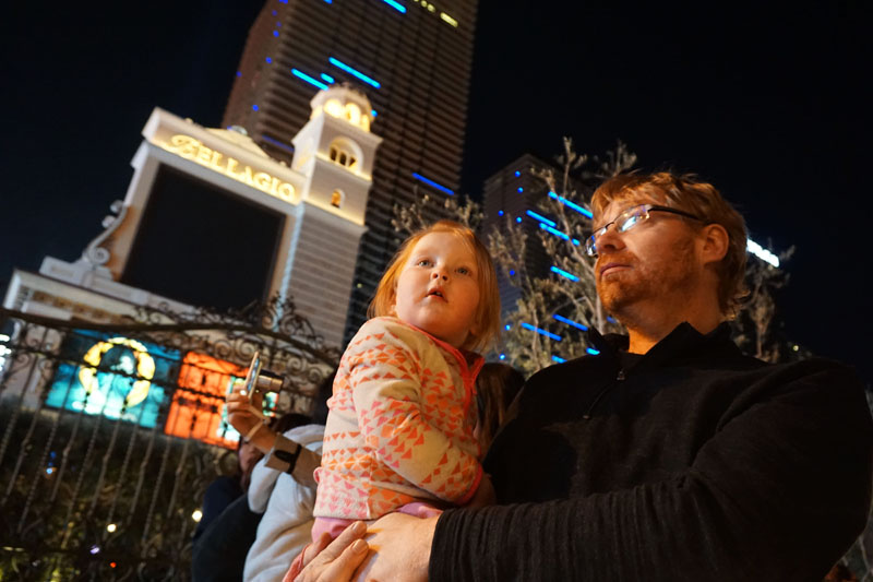 Lee and Hazel Outside Bellagio at Night