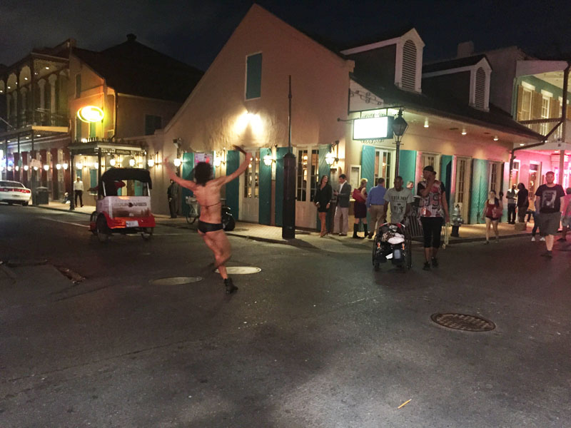 Man Dancing on Bourbon Street in New Orleans
